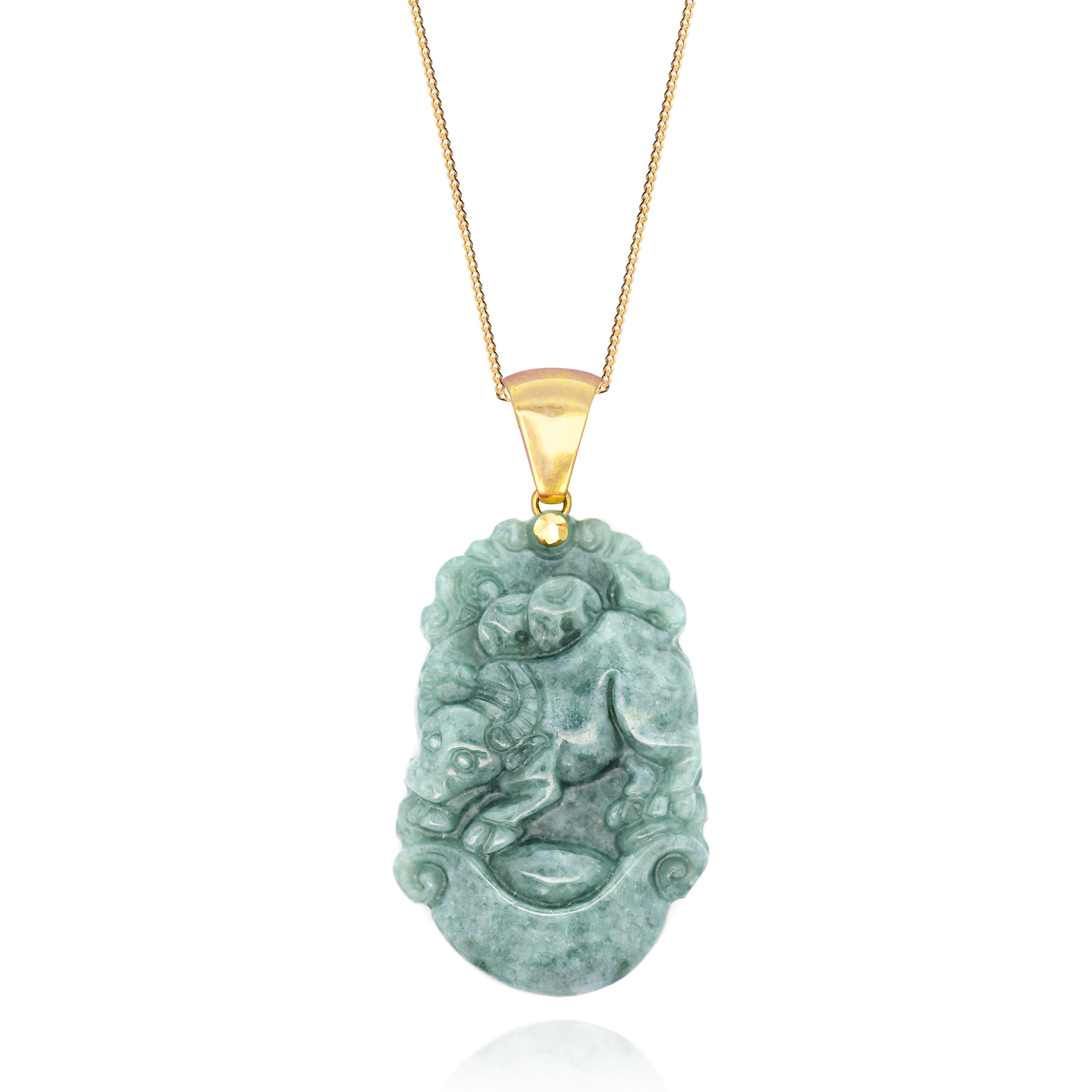 Chinese Zodiac Jade Pendant: Ox